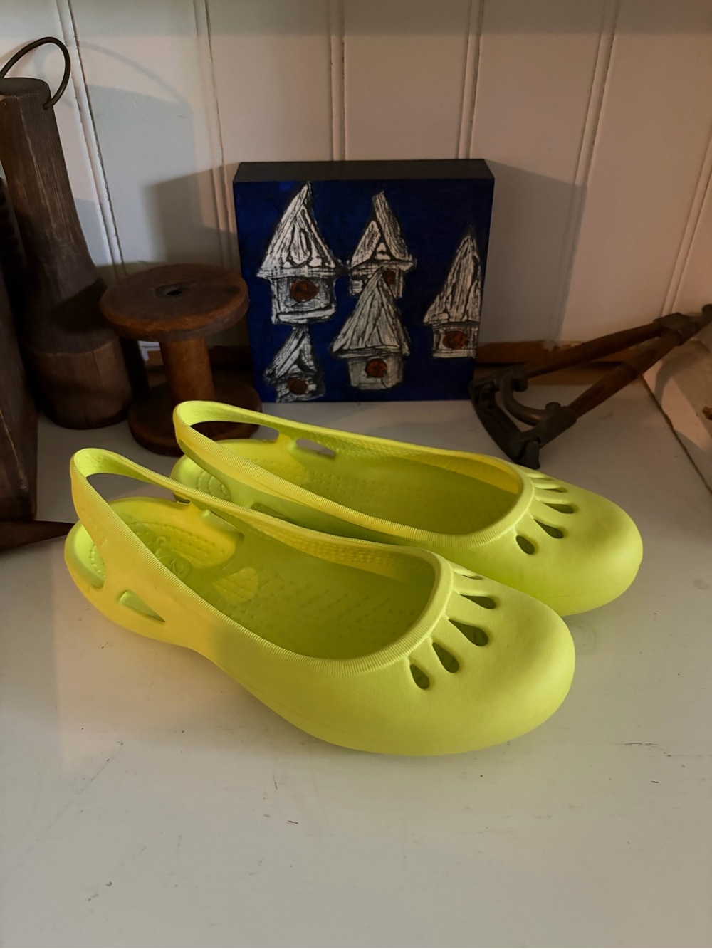 Crocs Neon Yellow Slip-On Jelly Flats
